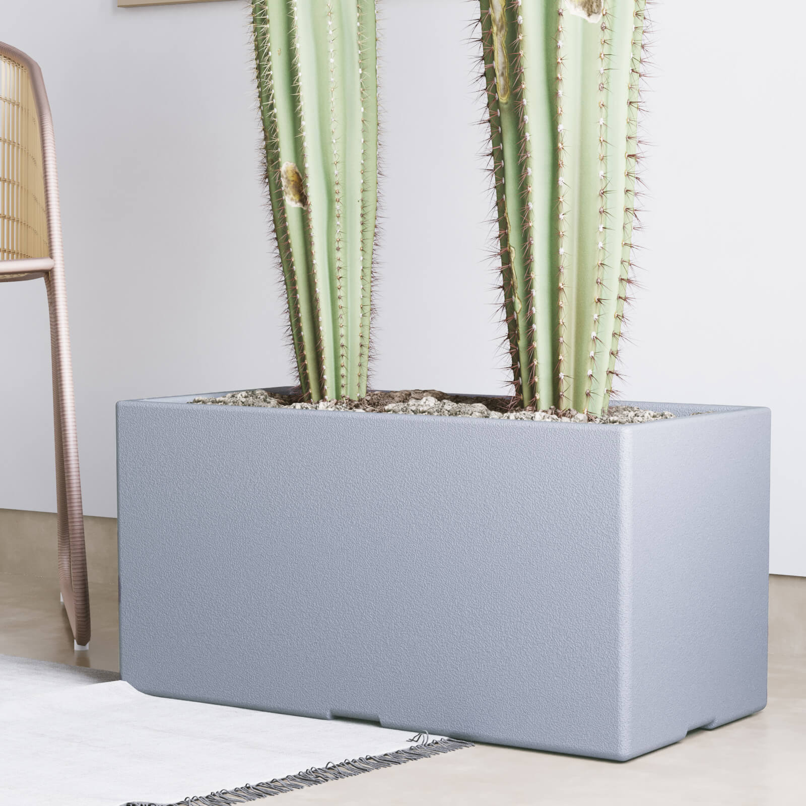 Maceta de plastico Jardinera 60 color gris perla 2