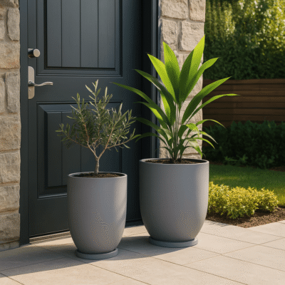 Set De Macetas Linea Copa 55 Y 70 Con Plato