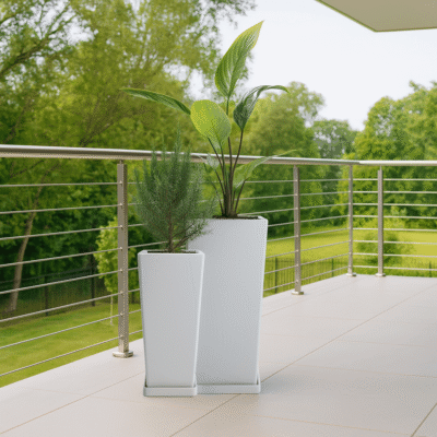 Set De Macetas Línea Piramidal 45 y 55 Con Plato